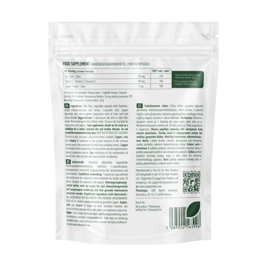 Zinc + Vitamin C + Copper 90 capsules