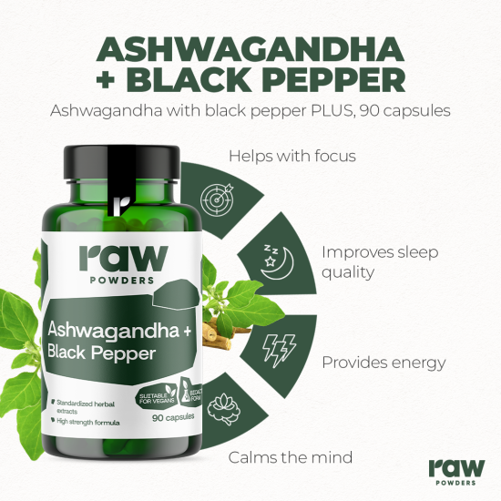 Ashwagandha & Black Pepper PLUS, 90 capsules Ashwagandha & Black Pepper PLUS, 90 capsules
